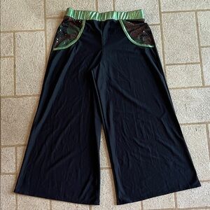 Wide Leg Dance Crops w/Camo & Green Foil Accent